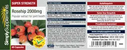 Label for Rosehip 2000 mg