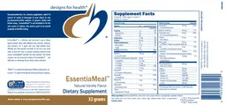 Label for EssentiaMeal Natural Vanilla Flavor