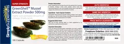 Label for GreenShell Mussel Extract Powder 500 mg