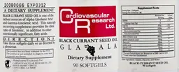 Label for Black Currant Seed Oil GLA ALA