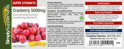 Label for Cranberry 5000 mg
