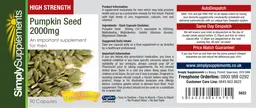Label for Pumpkin Seed 2000 mg