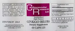 Label for Standardized High Potency Ginkgo Biloba