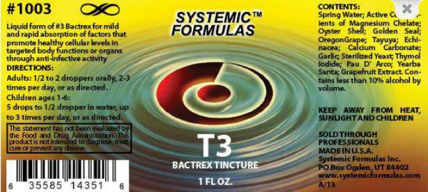 Label for T3 Bactrex Tincture
