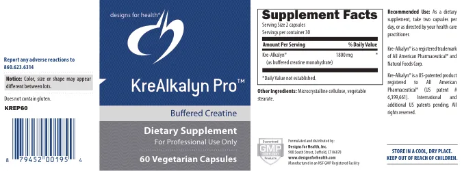 Label for KreAlkalyn Pro Buffered Creatine