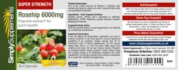 Label for Rosehip 6000 mg