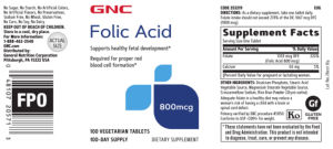 Folic Acid 800 mcg