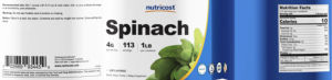 Label for Spinach Unflavored