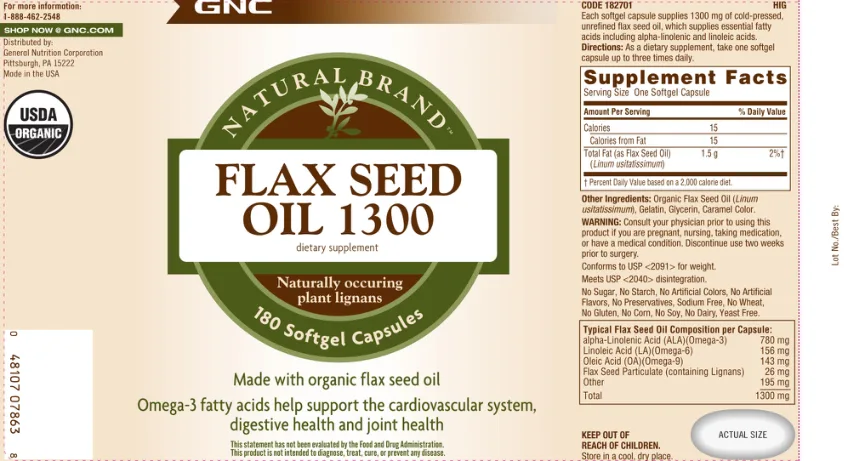 Label for Flax Seed Oil 1300