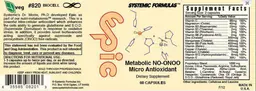 Label for Epic Metabolic NO-ONOO Micro Antioxidant