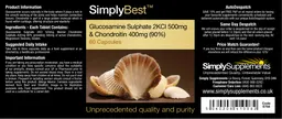 Label for Glucosamine Sulphate 2KCl 500 mg & Chondroitin 400 mg (90%)