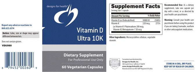 Label for Vitamin D Ultra 10K