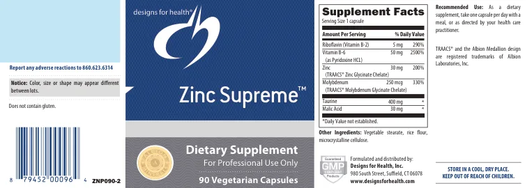 Label for Zinc Supreme