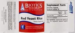 Label for Red Yeast Rice