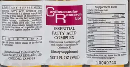 Label for Essential Fatty Acid Complex