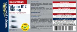 Label for Vitamin B12 250 mcg