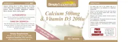 Label for Calcium 500 mg & Vitamin D3 200 IU