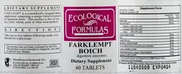Label for Farklempt Boich digestive enzymes