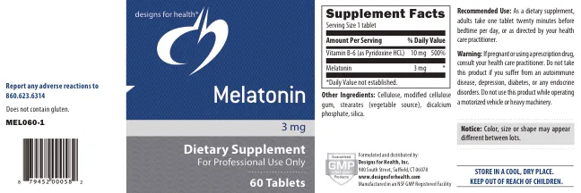 Label for Melatonin 3 mg