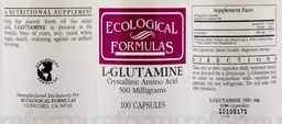 Label for L-Glutamine Crystalline Amino Acid 500 Milligrams