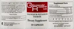 Label for Magnesium-Potassium Taurate