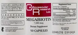 Label for Megabiotin 7,500 mcg