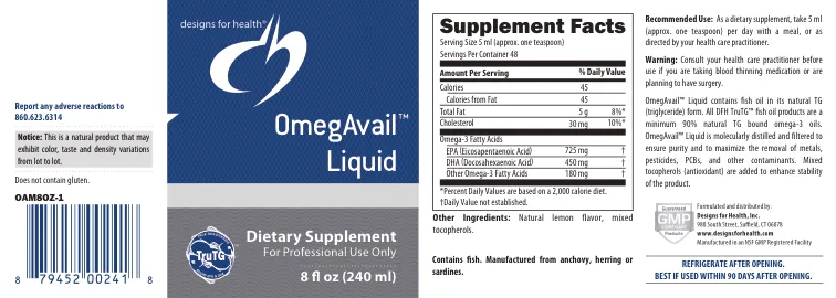 Label for OmegAvail Liquid