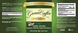 Label for 100% Pure Green Coffee Bean Extract With GCA