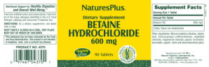 Betaine Hydrochloride 600 mg