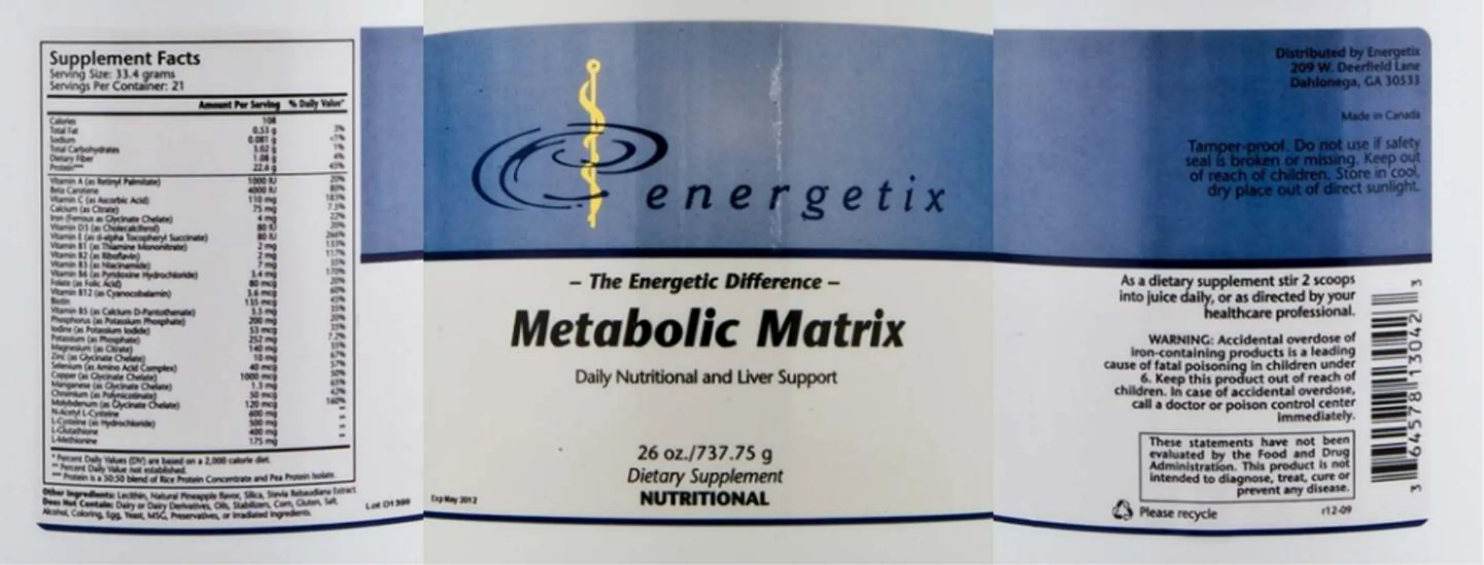 Label for Metabolic Matrix