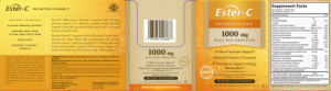 Label for Ester-C Effervescent 1000 mg Natural Orange Flavor