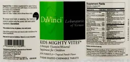 Label for Kids Mighty Vites Tropical Punch Flavor