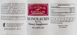 Label for Monolaurin 600 mg