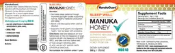 Label for Sleep Well Manuka Honey