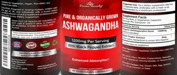 Label for Pure & Organically Grown Ashwagandha 1200 mg