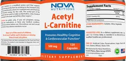 Label for Acetyl L-Carnitine 500 mg