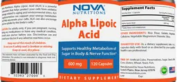 Label for Alpha Lipoic Acid 600 mg