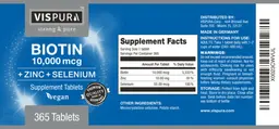 Label for Biotin 10,000 mcg