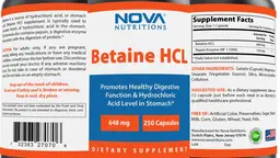 Label for Betaine HCL 648 mg