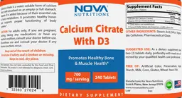 Label for Calcium Citrate with D3