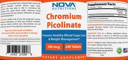 Label for Chromium Picolinate 200 mcg