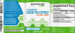 Label for Green Tea Extract 725 mg