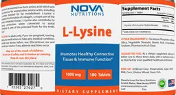 Label for L-Lysine 1000 mg