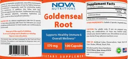 Label for Goldenseal Root 570 mg
