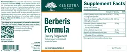 Label for Berberis Formula