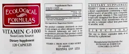 Label for Vitamin C-1000 Non-Corn Source