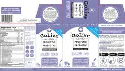 Label for GoLive Probiotic + Prebiotic Blueberry Lemon
