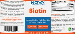 Label for Biotin 10,000 mcg