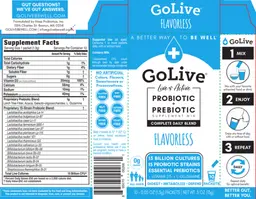Label for GoLive Probiotic + Prebiotic Flavorless