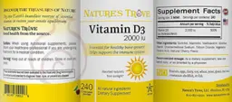 Label for Vitamin D3 2000 IU Cherry Flavor
